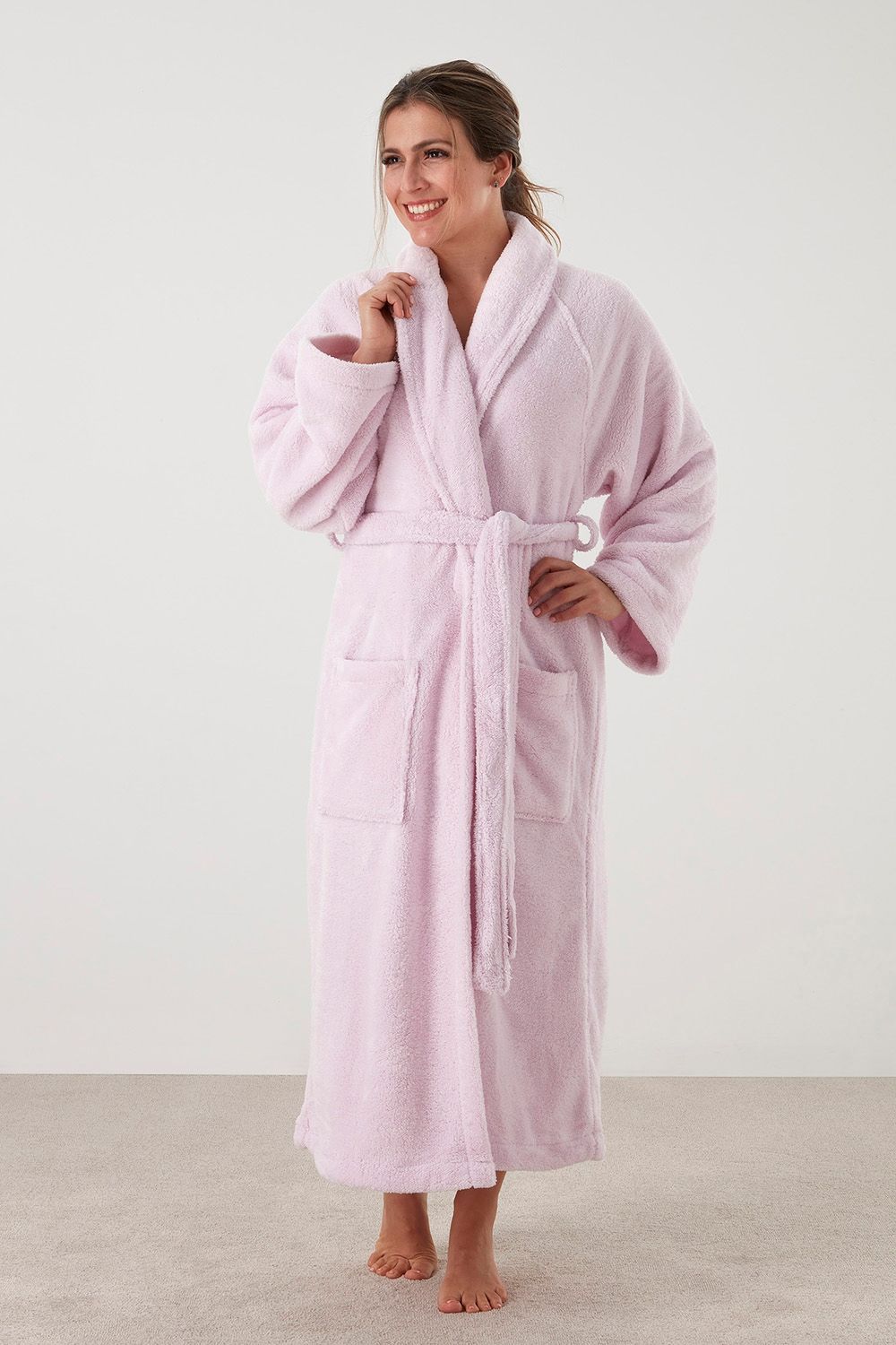 Ladies Plus Size Fleece Dressing Gown Full Length Fluffy Bathrobe Housecoat  Robe | eBay